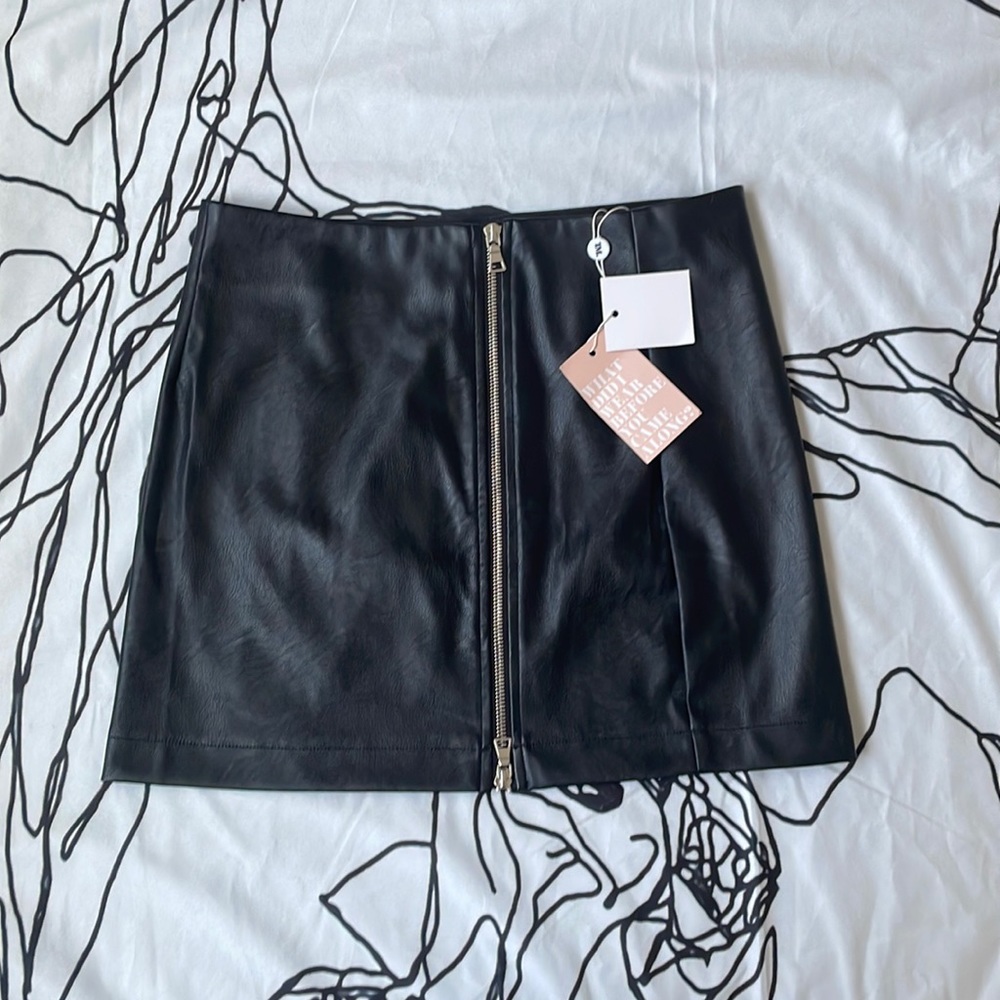 Tiger Mist Faux Leather Skirt